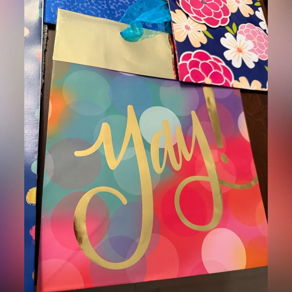Set of 11 Colorful Gift Bags Set assorted styles and sizes. Total 11 bags